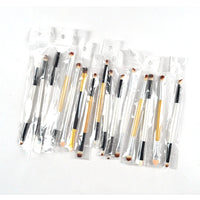 Dual-Ended Eyeshadow Eyelash Brush with Wooden Handle