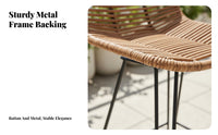 Woven High Stool Weather Resistant Woven Highrear Support Stool Breathable Weave Built-in Footrest for Bar Owners, Cafe, Deck