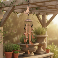 Wildlife Wind Chime Copper-Toned Hanging Ornament Layered Design for Courtyard