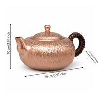 Copper Teapot Ribbed Teapot with Side Handle Handcrafted Pot for Collectors