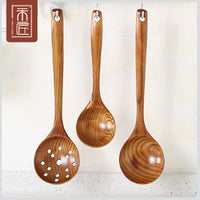 Long Handle Wooden Soup Spoon Set for Kitchen and Hotel