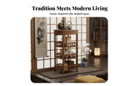 Multi-Tier Tea Shelf Chinese Design Design Multi-Tier Shelving Unit Flat Top Surface Stable Frame for Homeowners, Adults