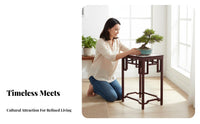 Elegant Aesthetic Chinese Design Bonsai Stand Long-Lasting and Stable Oriental Display Pedestal Strong Load-Bearing House Decoration Space Saving for Collectors, Plant Lovers, Home Decorators, Balcony, Living Room, Entrance Hall, Garden