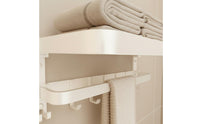 Folding Washroom Shelf with Towel Bar Advanced Aluminum Alloy Foldable Towel Rack with Hooks Rustproof for Restroom