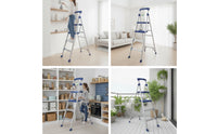 Non-Slip Step Ladder with Tool Tray Foldable Step Ladder with Handgrip Portable Space-Saving for Homeowners, Painting, Kitchen
