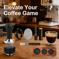 Solid Wood Coffee Tamper and Distribution Needle Storage Board Set