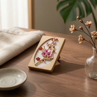 Blossom Frame Patterned Background Miniature Floral Frame Wooden Finish Miniature Decoration