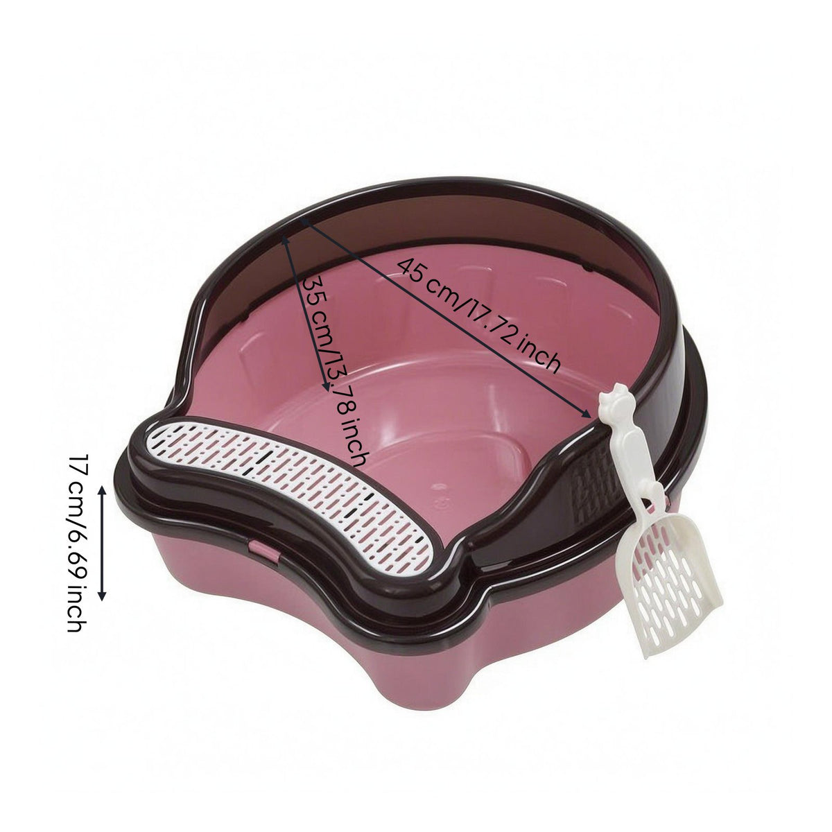 Semi-Enclosed Litter Box Rounded High-Sided Feline Litter Box Plastic