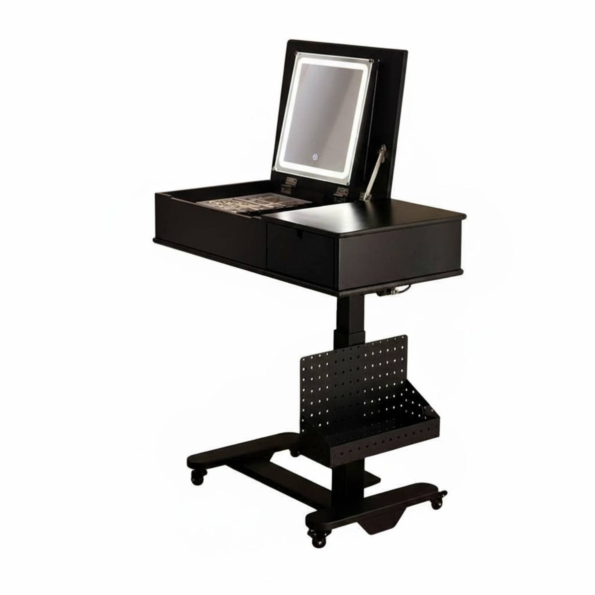 Wheeled fold-up Makeup Chest Movable with casters Vanity Table Vintage design versatileUse for Women, Students