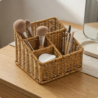 Woven Organizer Basket Desktop Rectangular Organizer Basket Rustic Style