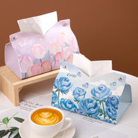 Ins Light Luxury Leather Tissue Box for Living Room, Desktop, Car, with Printed Design
