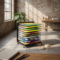 Rolling Art Rack Wheeled Metal Drying Stand Rectangular