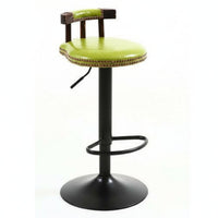 Adjustable Pedestal Stool Retro Design Studded Swivel High Chair With Backrest