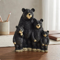 Black Bear Resin Sculpture Painted Details Home Decoration Craft-Style for Desk