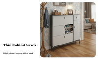 Tip-out Footwear Storage Unit Space-Saving Design Flip Drawer Footwear Storage Unit Modern Design for Apartment Dwellers, Homeowners, Hallway, Mudroom