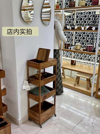 正品代整裝小推车浴室缝隙收纳架子柜客厅木质储物带盖杂物置物架