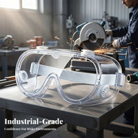 3 Pieces PC Material Wrap Around Safety Goggles Transparent Clear Safety Goggles Elastic Head Strap Sealed Protective Eyewear Full Coverage