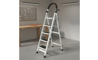 Foldable Design Folding Ladder Wide Steps V-Shaped Stepladder Heavy Duty 4 Step Ladder Anti-Slip Feet for Garage, Kitchen
