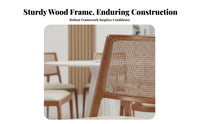 Upholstered Rattan rear Chair Wabi-Sabi Aesthetic V-Leg Cane Chair Retro Design Boho design for Families, Renters, Balcony
