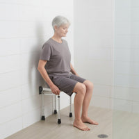 Folding Wall Mount Bath Seat 4-Leg Support Wall Mounted Shower Stool Heavy Duty Foldable Bathing Stool for Elderly Women