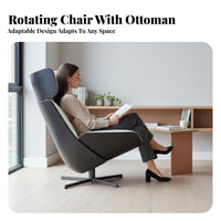 Geometric Rotating Armchair Nordic Design Rotating Chair with Footstool Sculptural Form Includes Ottoman for Homeowners
