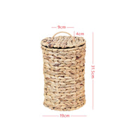 Waste Basket Loop Handle Lidded Waste Basket Compact Size Woven Trash Bin