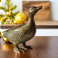 2 Pieces Cast Iron Duck Sculpture Handmade Look Duck Garden Statue Heavy Duty