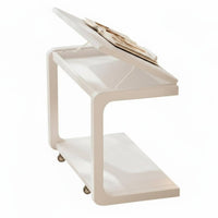 Rolling C-Shaped Side Table Mobile with casters Nightstand Easy Assembly