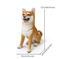 and-White Dog Statue Fiberglass Akita Statue Hand-Painted Figurine for Entryway
