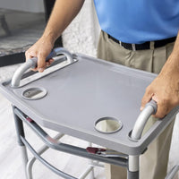Mobility Aid Tray with Cup Holders Foldable Design Folding Mobility Aid Tray