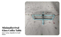 Oval Glass-Topped Coffee Table Minimalist Design Oval Glassglass-Topped Surface Modern and Design Sculptural Base