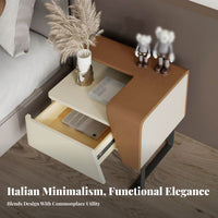 S-Shaped End Table Minimalist Design Nightstand Space-Saving for Small Spaces