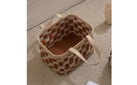 Woven Basket with Handles Handwoven Storage Basket with Handles Flexible Laundry Hamper for Closet