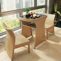 3 Pieces Balcony Furniture Set Space-Saving Design Wicker Balcony Conversation Set Weather-Resistant Rattan Table and Chairs for Terrace, Garden