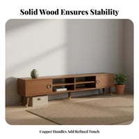 Solid Wood TV Cabinet Large Capacity Storage Modern Entertainment Center Low Profile Media Console Easy to Clean Suitable for Small Apartment Dwellers Living Room