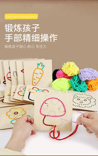 CPC CE Fun DIY Hand Threading Game Fine Motor Skills Focus Training Educational Wooden Toy