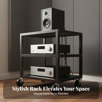 1 Piece Amplifier Stand Heavy Duty Audio Rack Steel Frame Rolling Equipment Stand Stable Multi-tier Storage Suitable for Audiophiles Home Theater Living Room