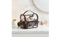 Easy to Clean Makeup Bag with Adjustable Dividers Multi-Compartment Makeup Bag with Shoulder Strap Sturdy Cosmetic Organizer Case Smooth Zipper for Vanity