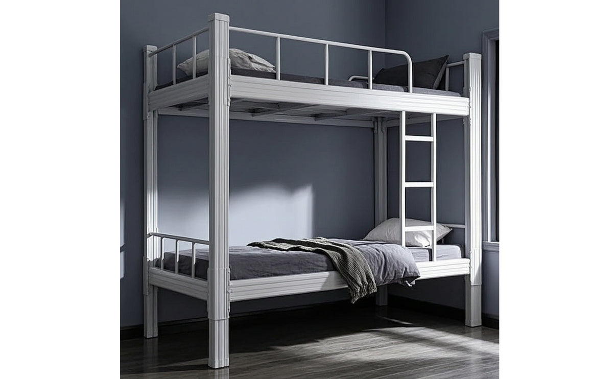 Metal Bunk Bed Frame Space-Saving Metal Bunk Bed Compact Furniture for Students, Teens, Dormitory, Shared Bedroom, Apartment