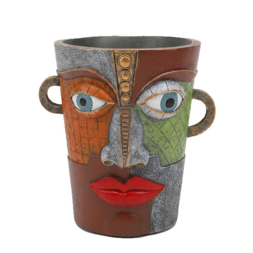 Resin Face Planter Unique Flower Pot Textured for Desk, Patio, Gardeners
