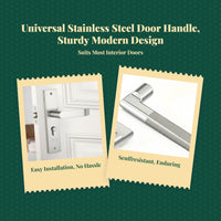 Door Handle, Universal Interior Lock, Stainless Steel, Easy Installation, Bedroom Bathroom Privacy