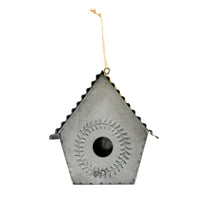 Hanging Birdhouse Ornament Leaf Wreath Metal Bird House for Balcony, Courtyard
