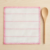 5-Layer Dishcloths and Oil-Resistant Kitchen Cloth, White with Rose Striped Yarn Dish Cloths for Dishes, Dual-Sided Bulk Pack Cleaning