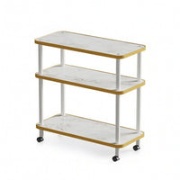 Rolling Storage Rack Versatile 3 Tier Utility Cart Space Saving Side Table for Living Room, Kitchen