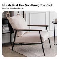 Minimalist Design Upholstered Metal Frame Chair Light Luxury Aesthetic Upholstered Single Armchair Soft and Comfortable Lounge Seat Thickly Padded Cushion for Homeowners, Readers, Office Workers, Living Room, Bedroom, Study, Reading Nook