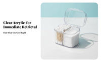 Triple-Compartment Cotton Swab and absorbent disc Holder Transparent Design for Dressing Table, Bedroom