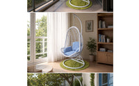 Rattan Egg Swing Chair with Cushion Suspended Egg Chair with Stand Freestanding Furniture Woven for Patio, Balcony