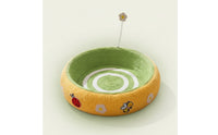 Cat Scratching Nest Woven Cat Scratcher with Teaser Toy Round for Living Room