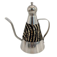 Decorative Tea Kettle Textured Leather Wrap Gooseneck Teapot Tabletop Display Kitchenware