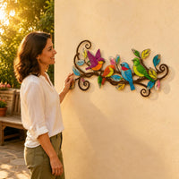 Metal Bird Wall Art Easy to Hang Bird Branch Wall Decor Handmade Look for Patio